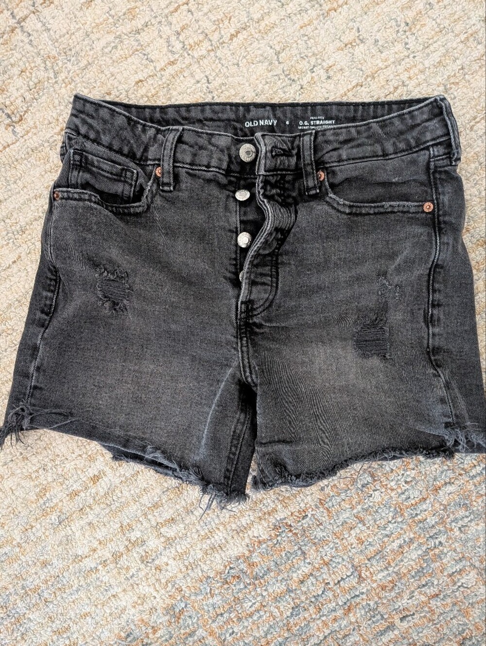 Old Navy Black Distressed Denim Shorts - 6